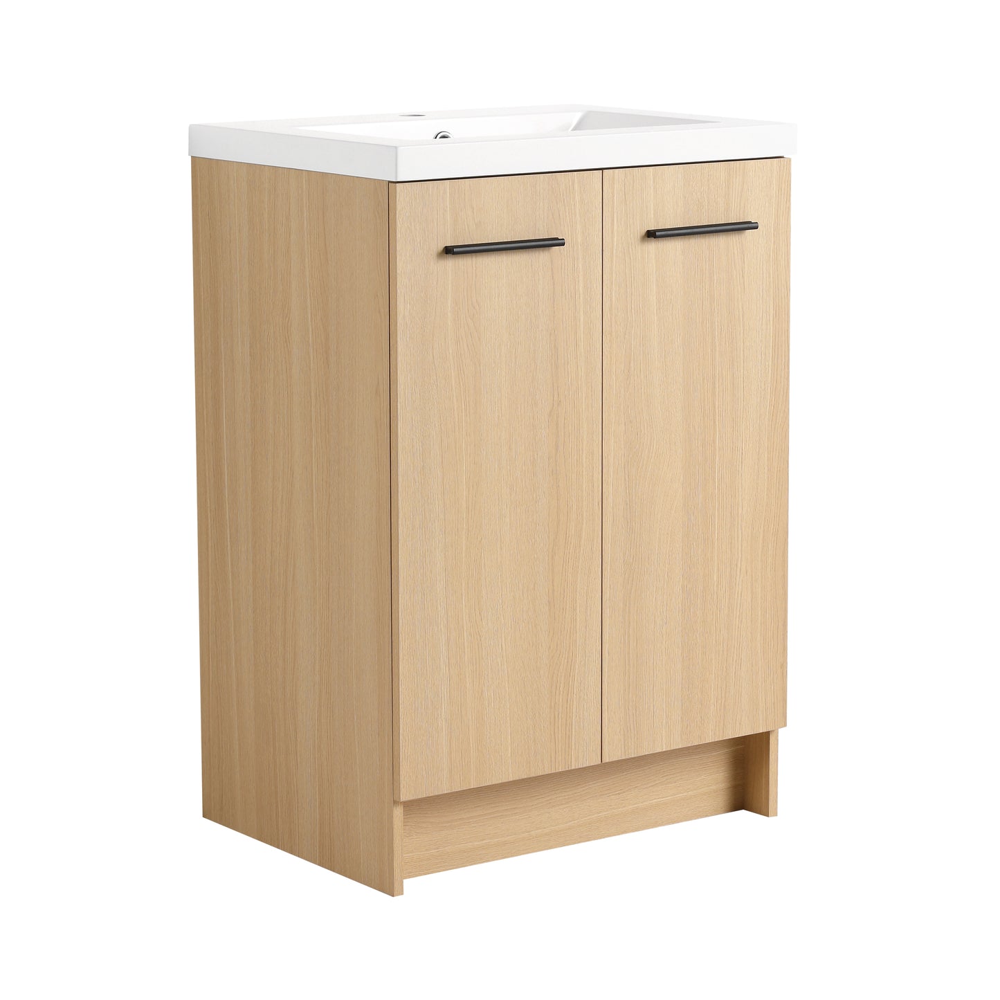 24" Freestanding Bathroom Vanity with Resin Sink - Light Oak