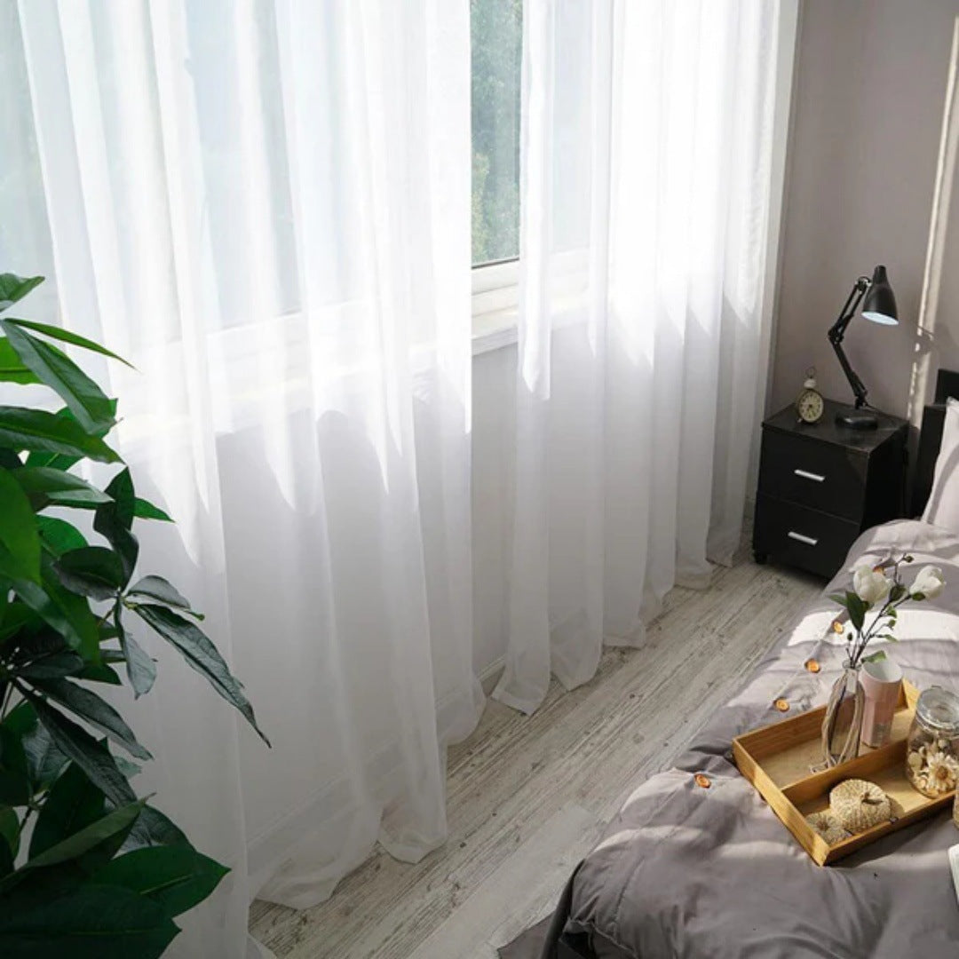 Minimalist White Sheer Curtain with Multiple Styles & Sizes