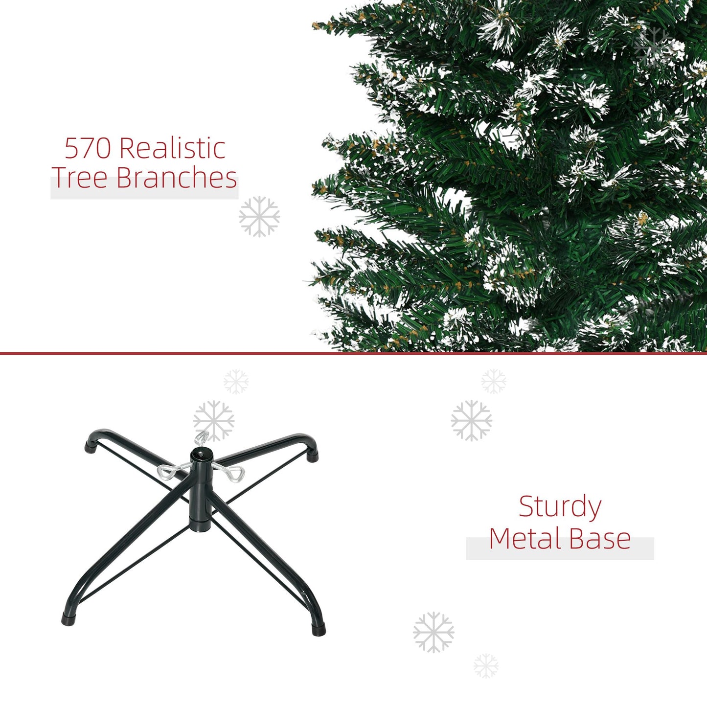6FT Artificial Snow Dipped Christmas Pencil Tree - Green