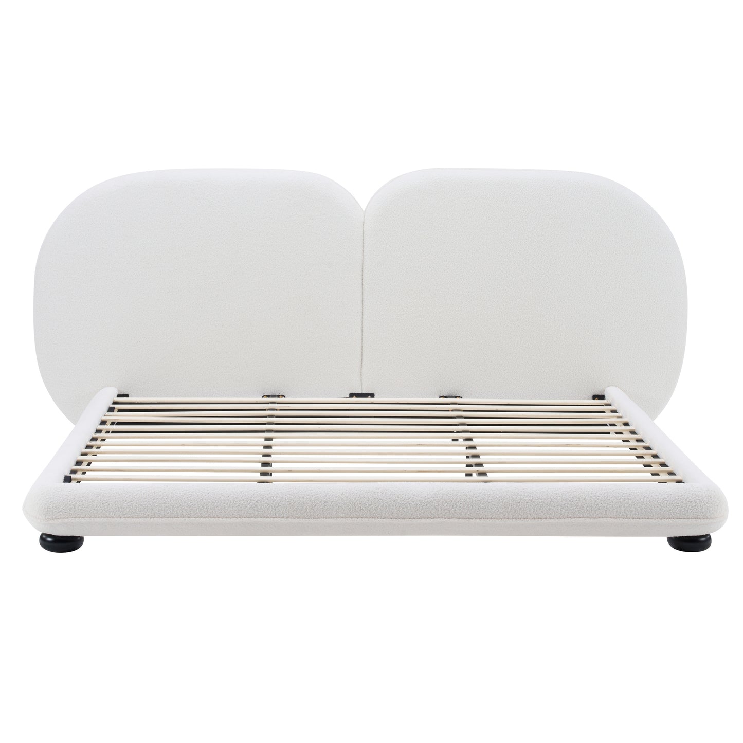 King Size Extra Thick Upholstered Platform Bed Frame - White