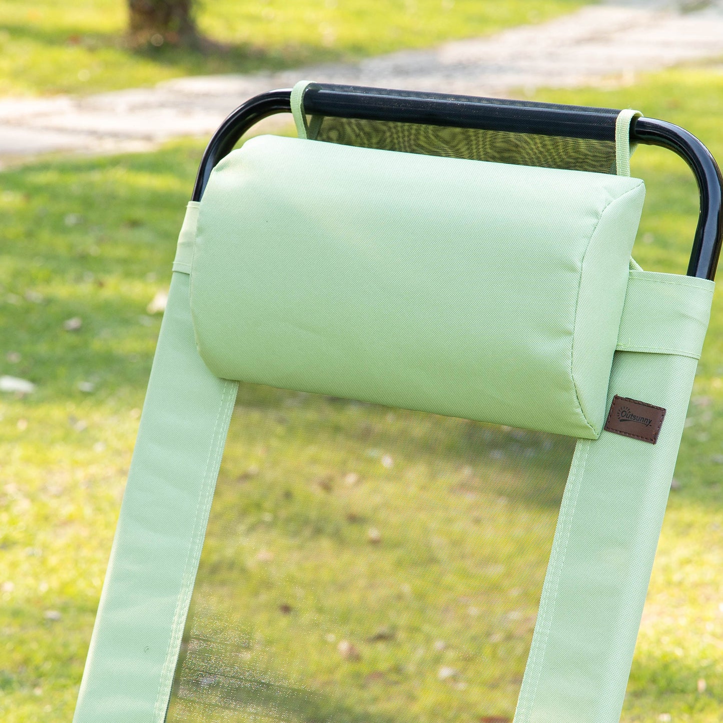 Set of 2 Portable Folding Outdoor Recliners with Adjustable Backrest - Green