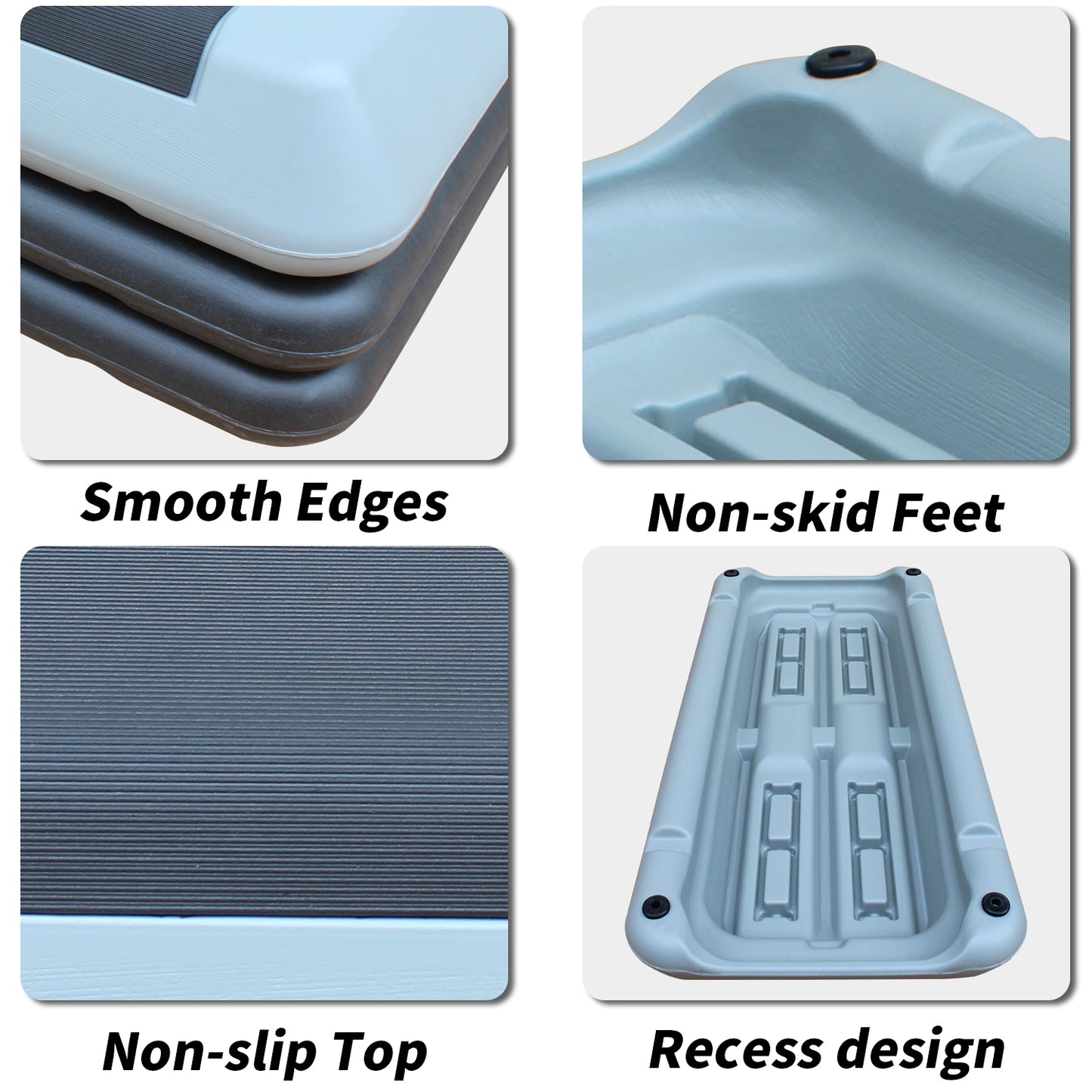 Adjustable Aerobic Stepper with 2 Risers - Gray & Black