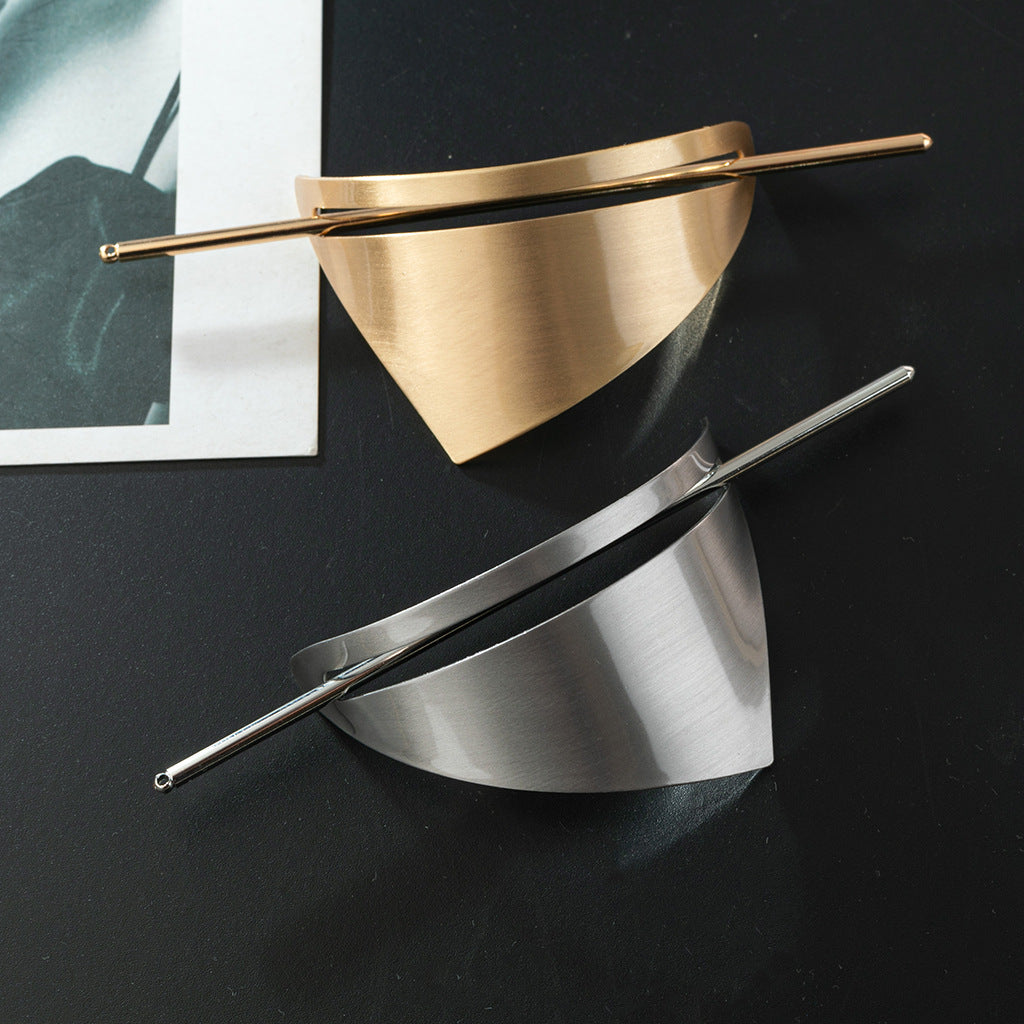 Geometric Metal Hair Clip - Brushed Finish
