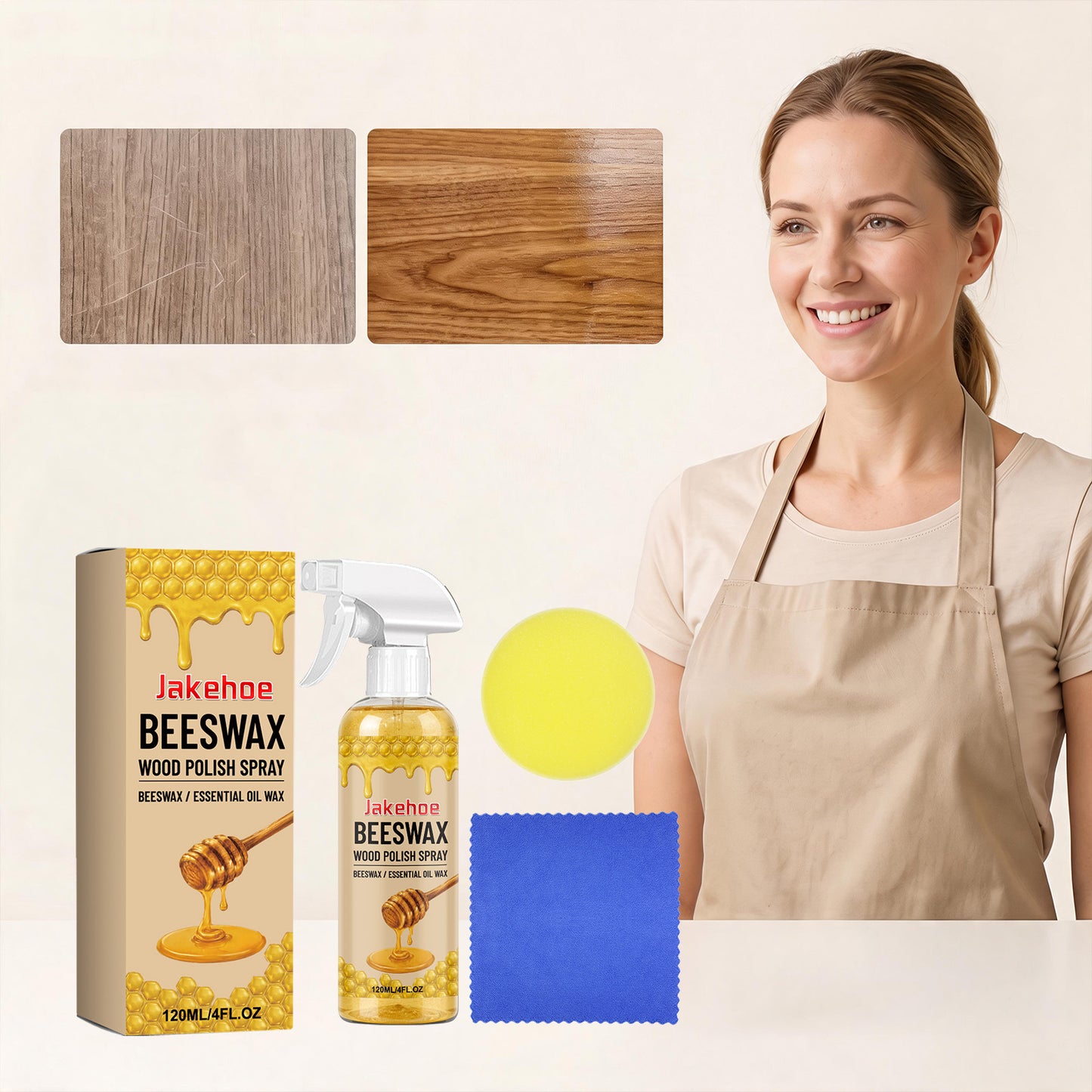 Beeswax Wood Polish Spray - Furniture & Home Decor Finish, 120ml