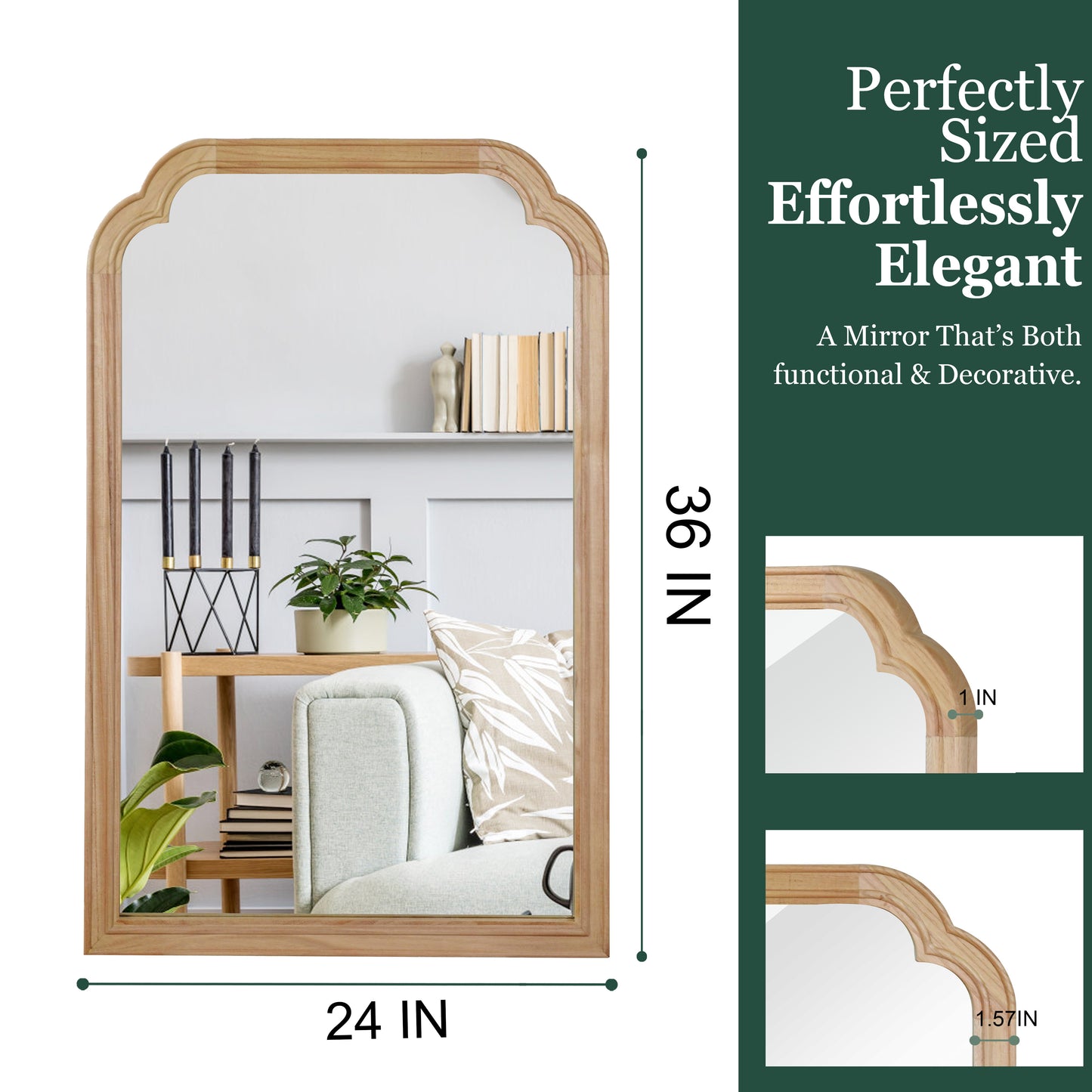 Natural Wood Frame Decorative Mirror - 24" x 36"