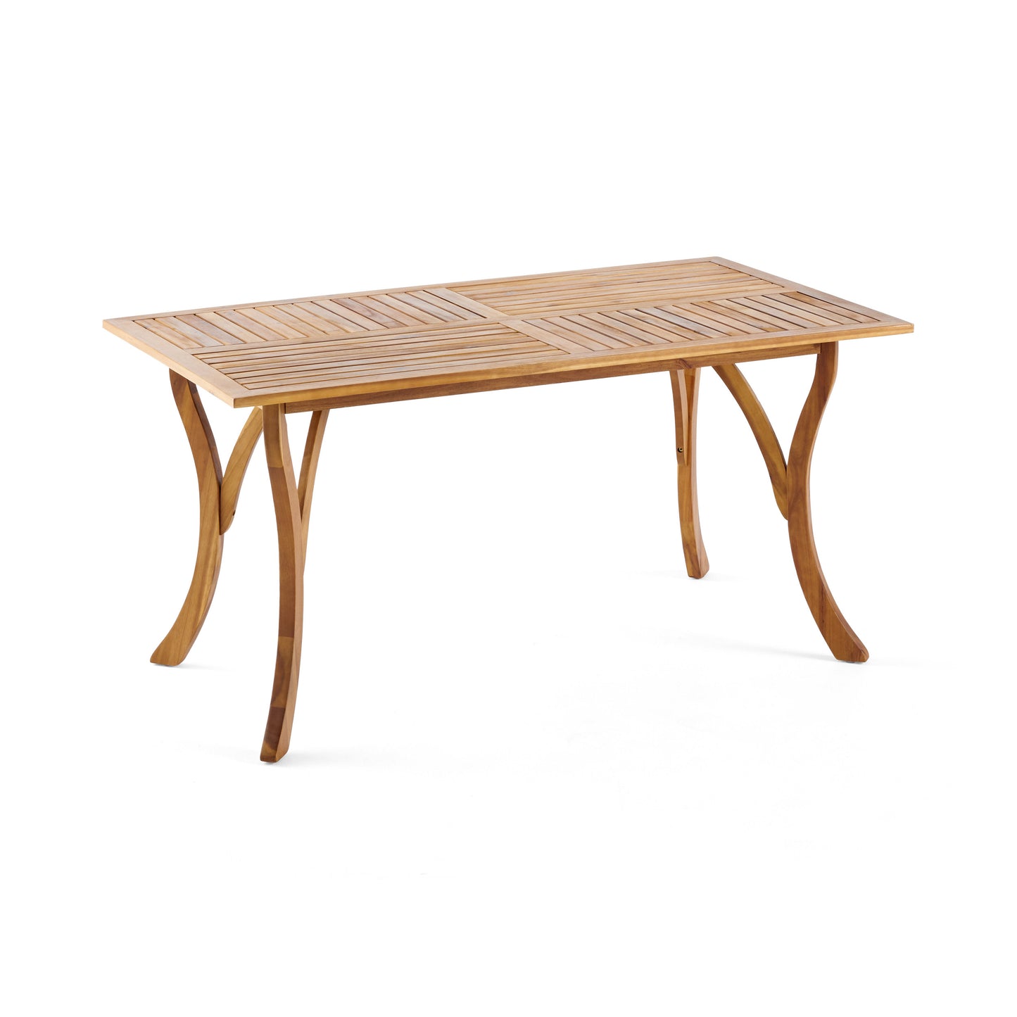 Outdoor 59-Inch Rectangular Acacia Wood Dining Table - Teak Finish