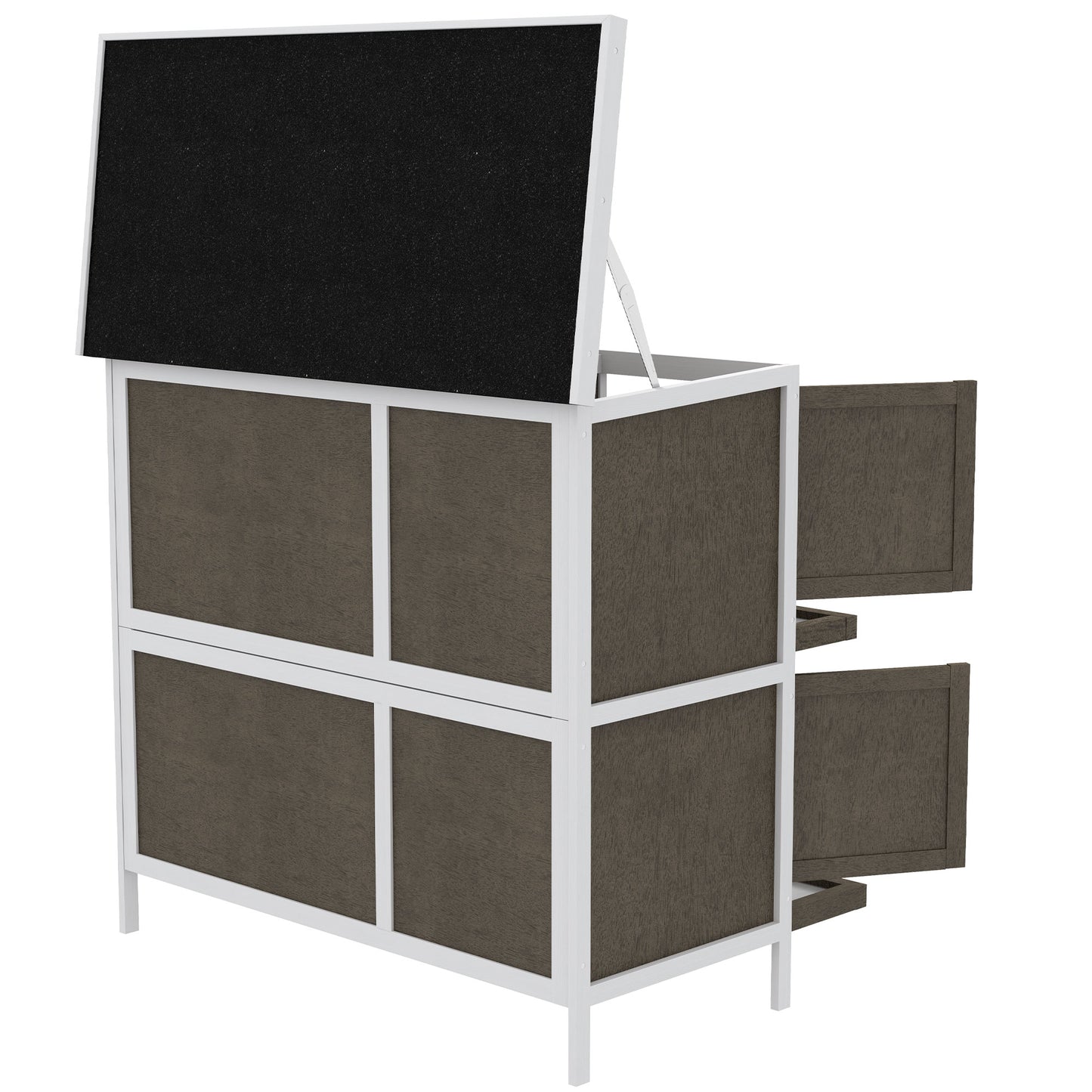 Pet Bunny Hutch with Ramp - Waterproof Wooden Cage for Small Rabbits