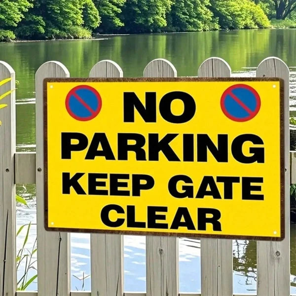 Vintage No Parking Keep Gate Clear Metal Sign - 8x12 Inch