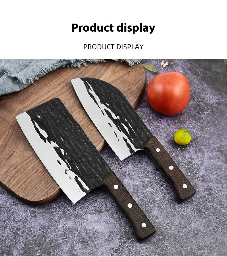 Stainless Steel Kitchen Slicing Knife with Wooden Handle - Forging Pattern, Dual-Purpose