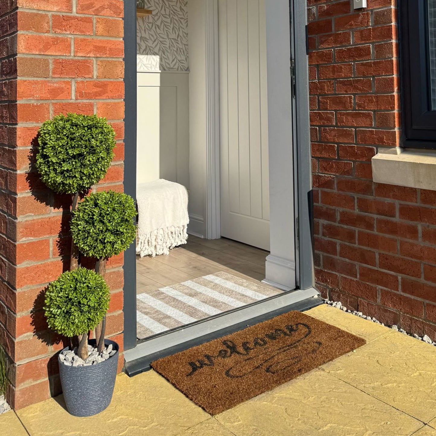 35.5" Artificial Boxwood Topiary Tree - Light Green