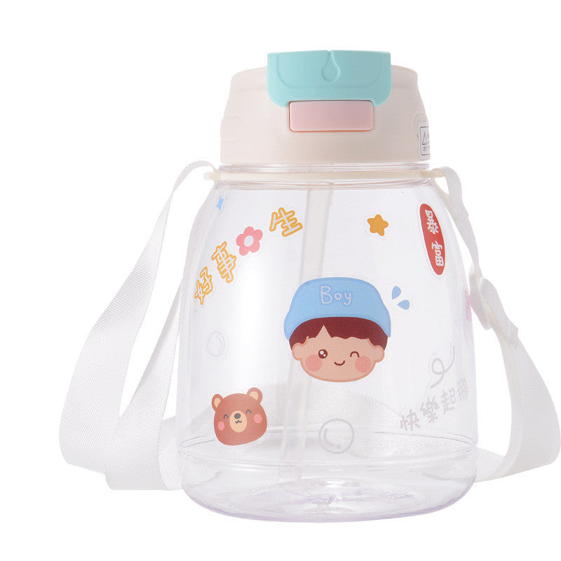Children's Leak-Proof Plastic Water Cup with Straw - Double & Single Styles