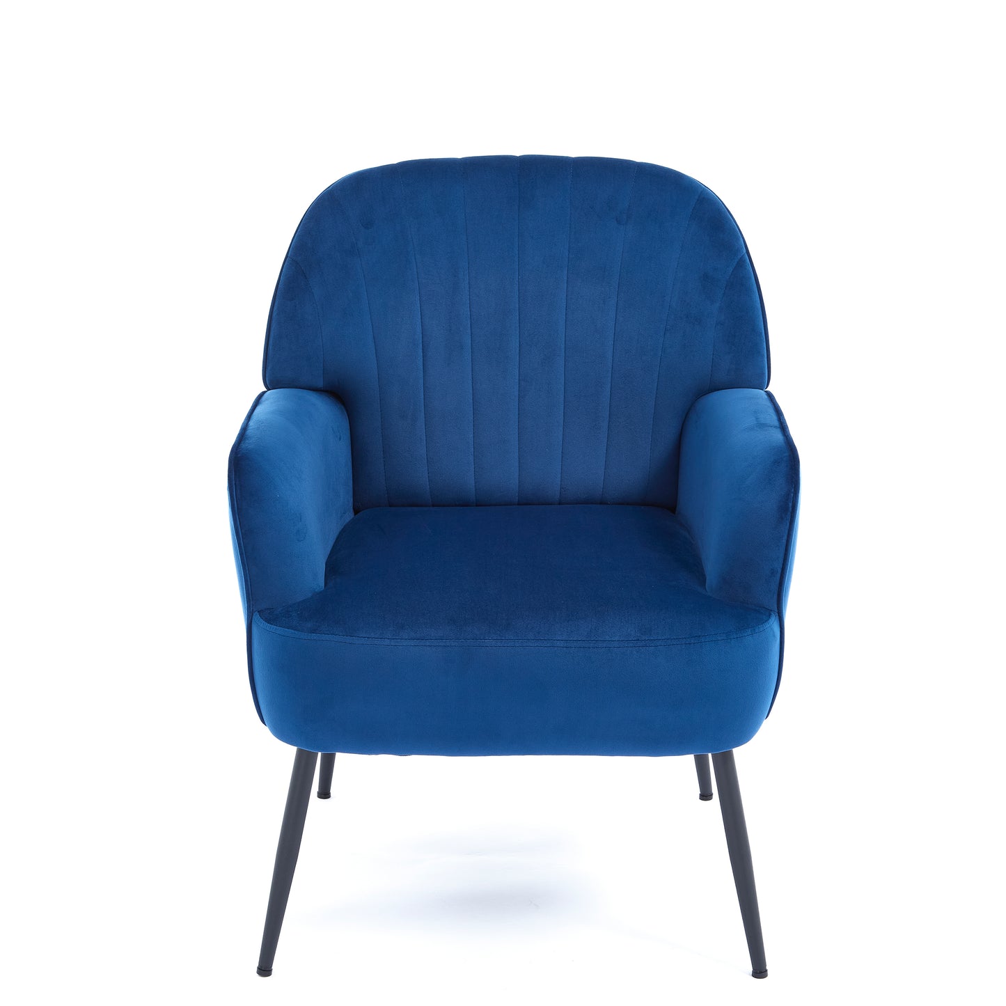 Modern Velvet Accent Chair - Comfy Barrel Armchair in Blue
