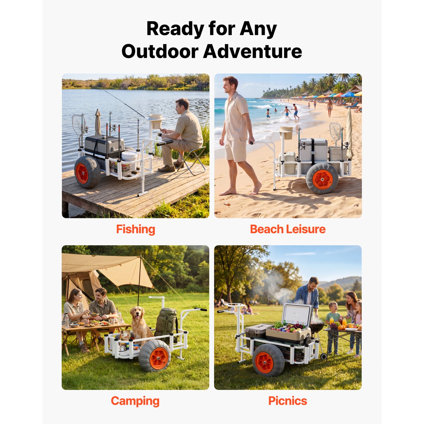 Heavy-Duty Fishing Cart with 350Lbs Capacity & All-Terrain Tires