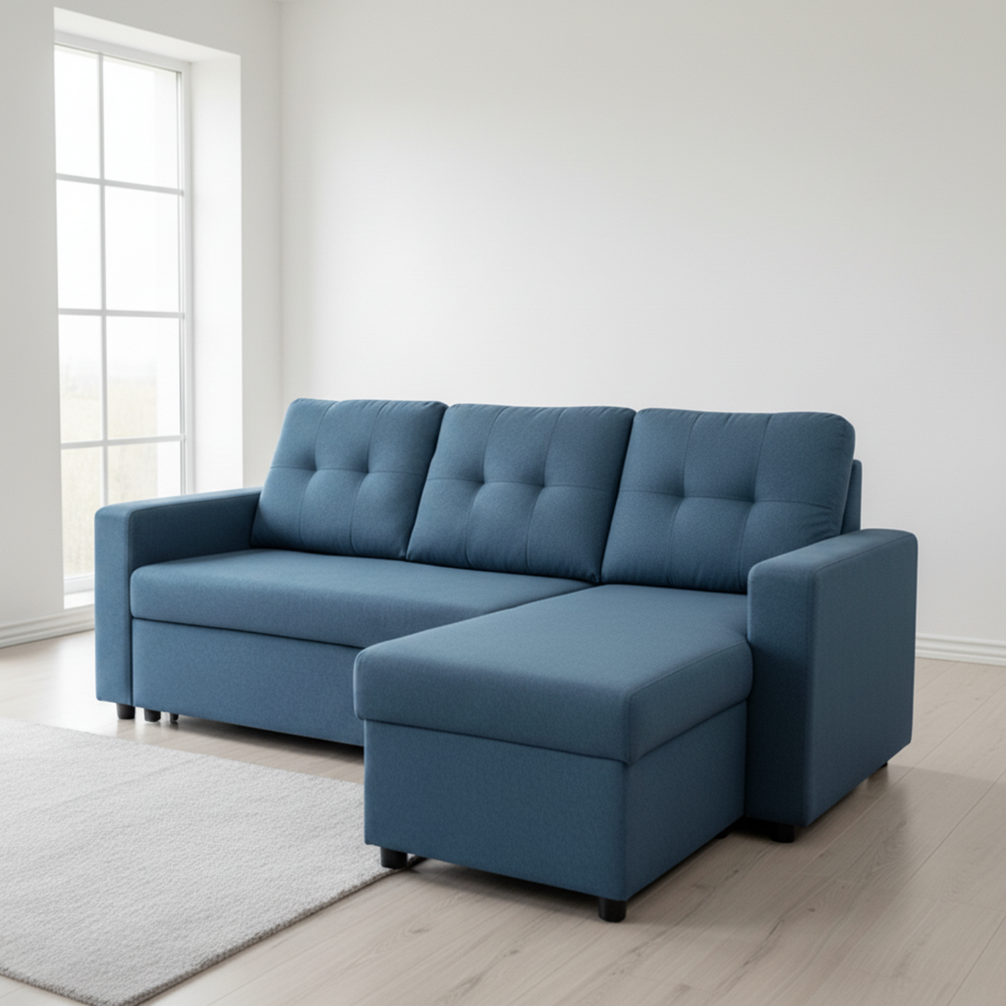 Convertible L-Shaped Sectional Sleeper Sofa Bed, Stylish Apartment
