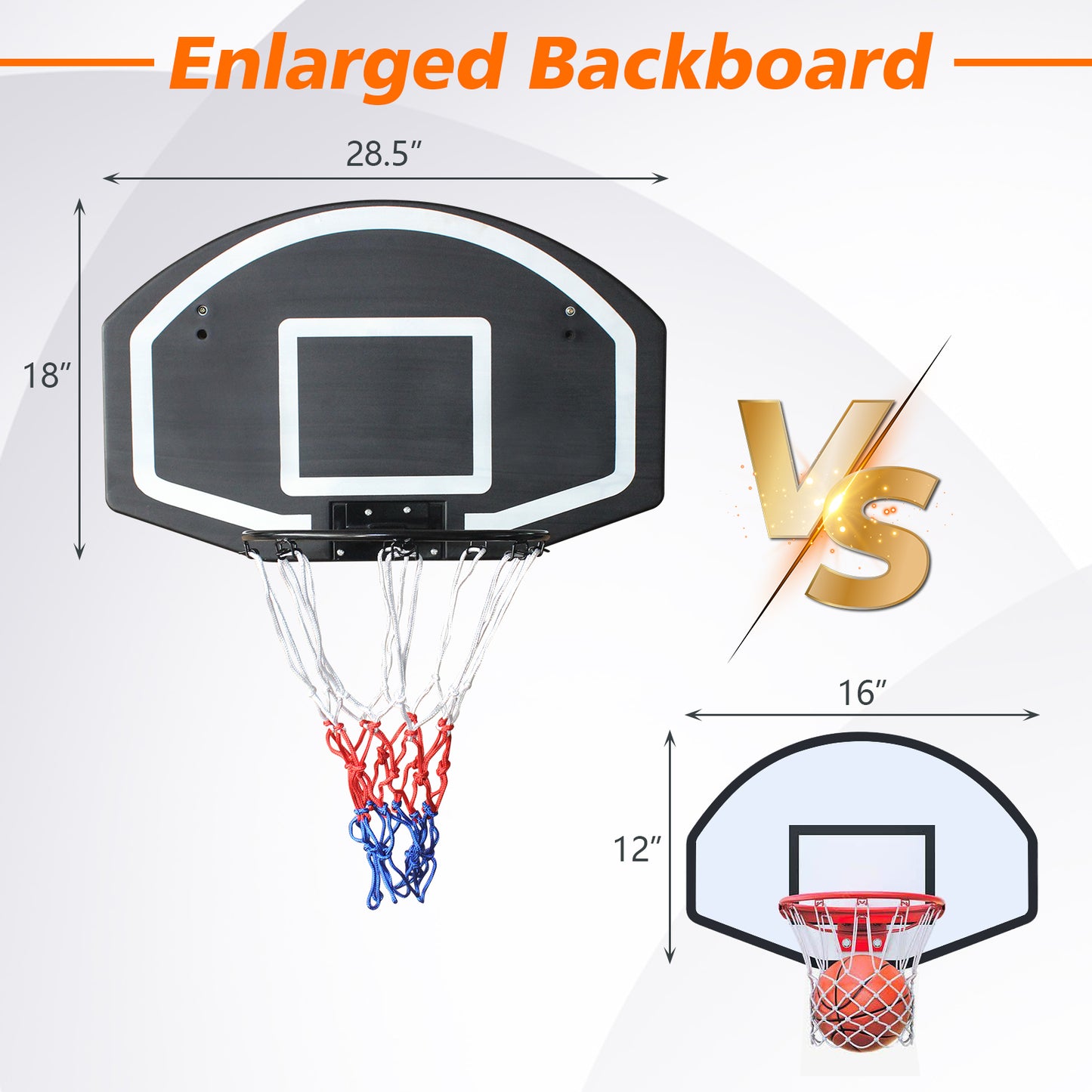 Wall-Mounted Basketball Hoop - 28.5 x 18 Inches, Shatterproof, Folding, Durable All-Weather