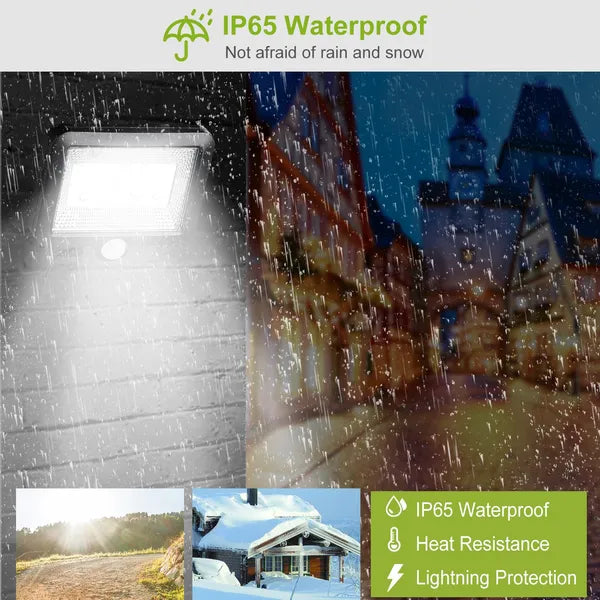 Solar Powered Outdoor Wall Lights with Motion Sensor - Waterproof IP65, 100 LED Beads, Black