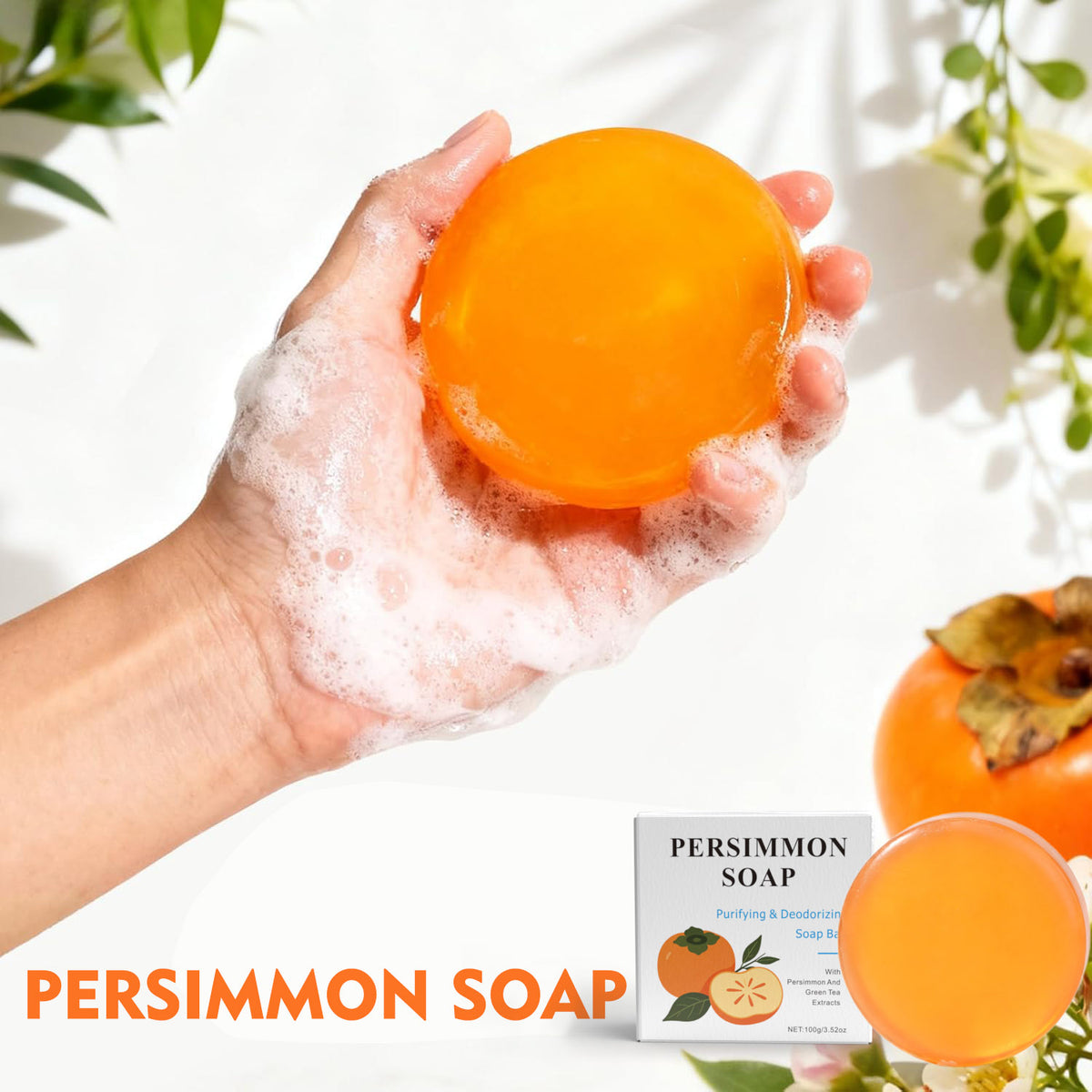 Round Persimmon Soap Bar 100g Natural Body Care