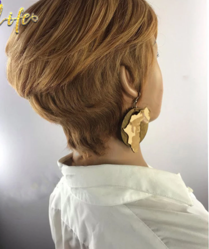 Oblique Bangs Wigs - Mixed Color Short Fluffy Synthetic Hair for Styling
