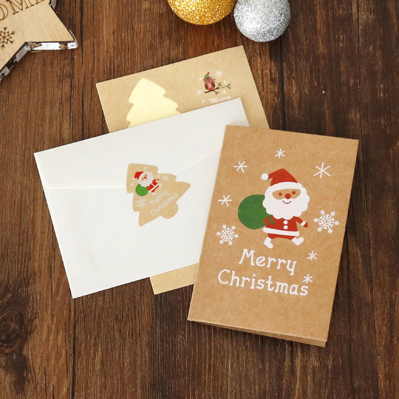 Christmas Kraft Paper Blessing Card Set with Envelopes and Stickers – Festive Holiday Messages