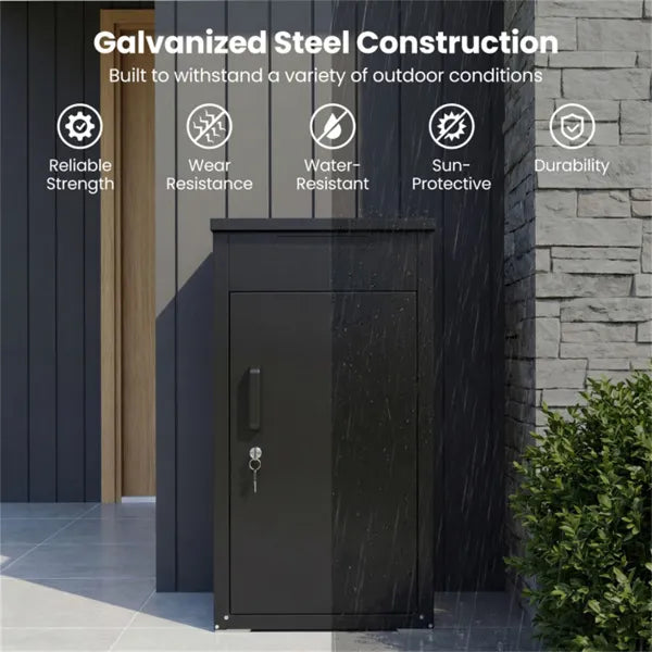 2-in-1 Lockable Mailbox & Package Delivery Box, Galvanized Steel For