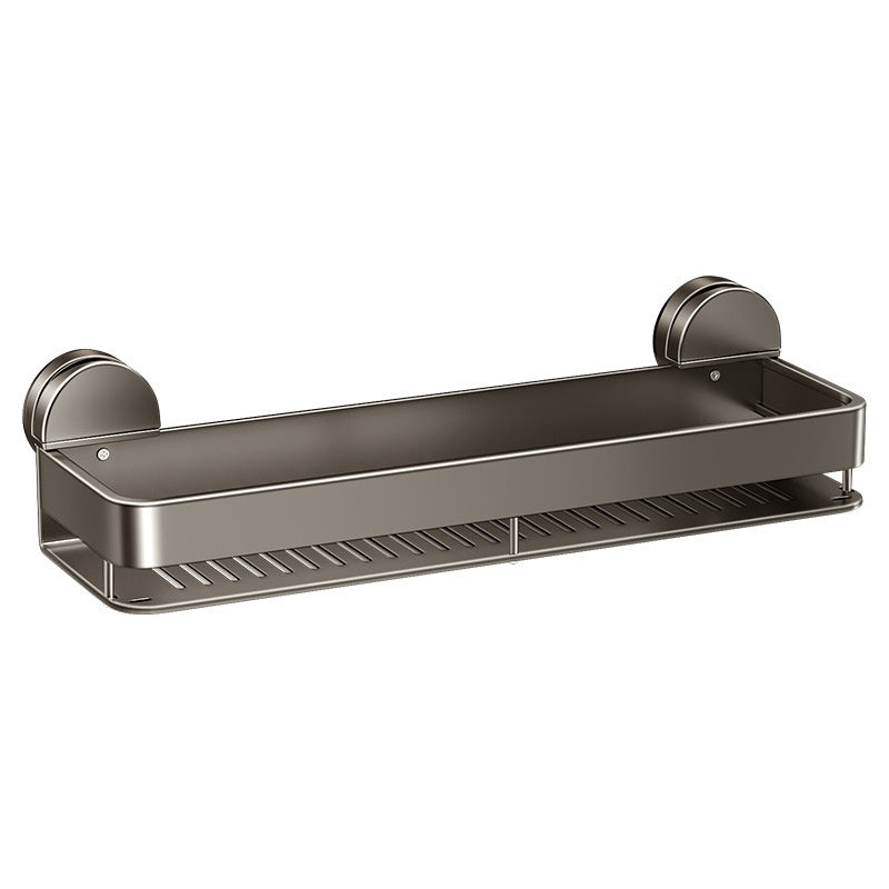 Adjustable Bathroom Wall Shelf with Suction Cups and Towel Hooks - 50CM Double Layer