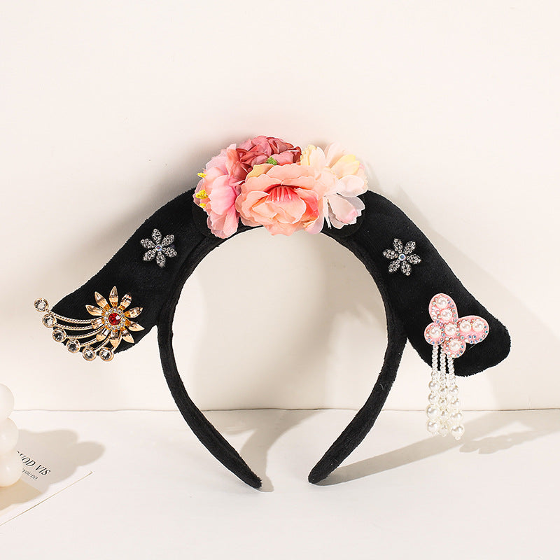 Vintage Princess Tassel Headband with Pearls & Rhinestones