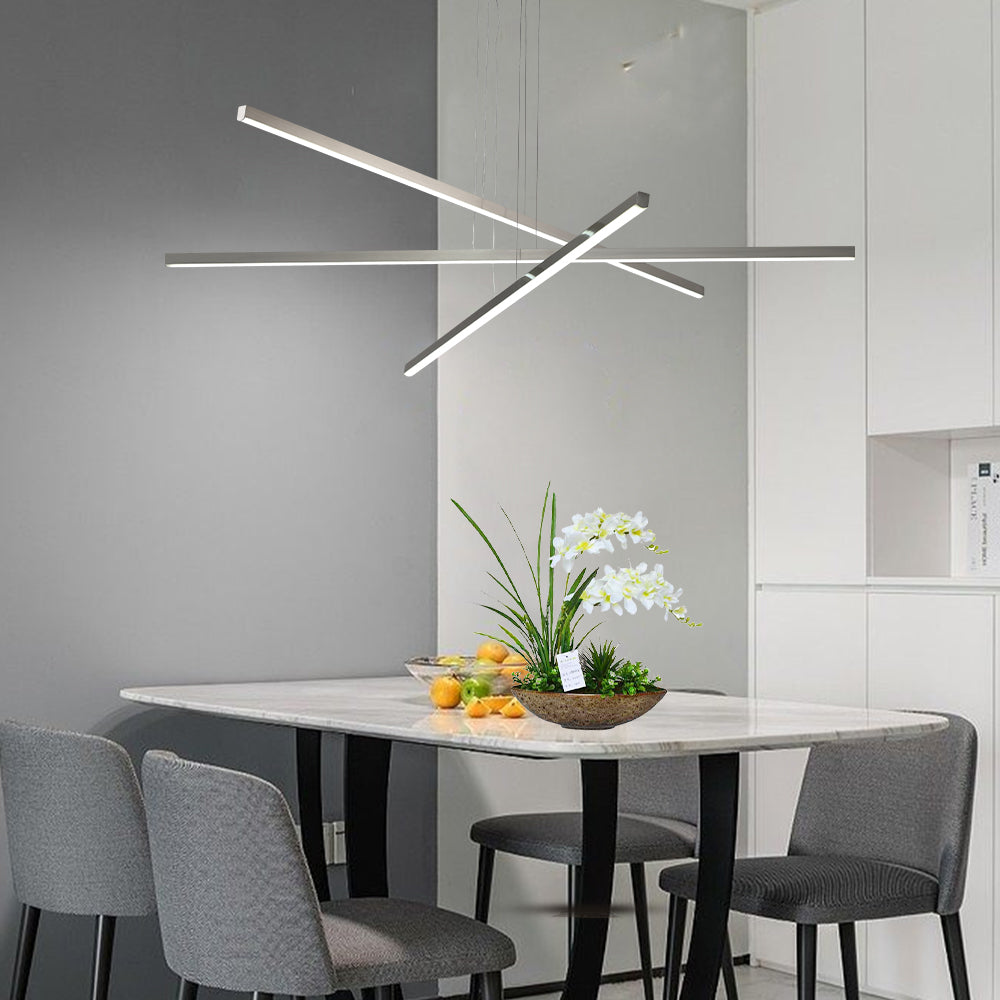 Modern LED Chandelier - Geometric 3-Arm Design, Adjustable Height