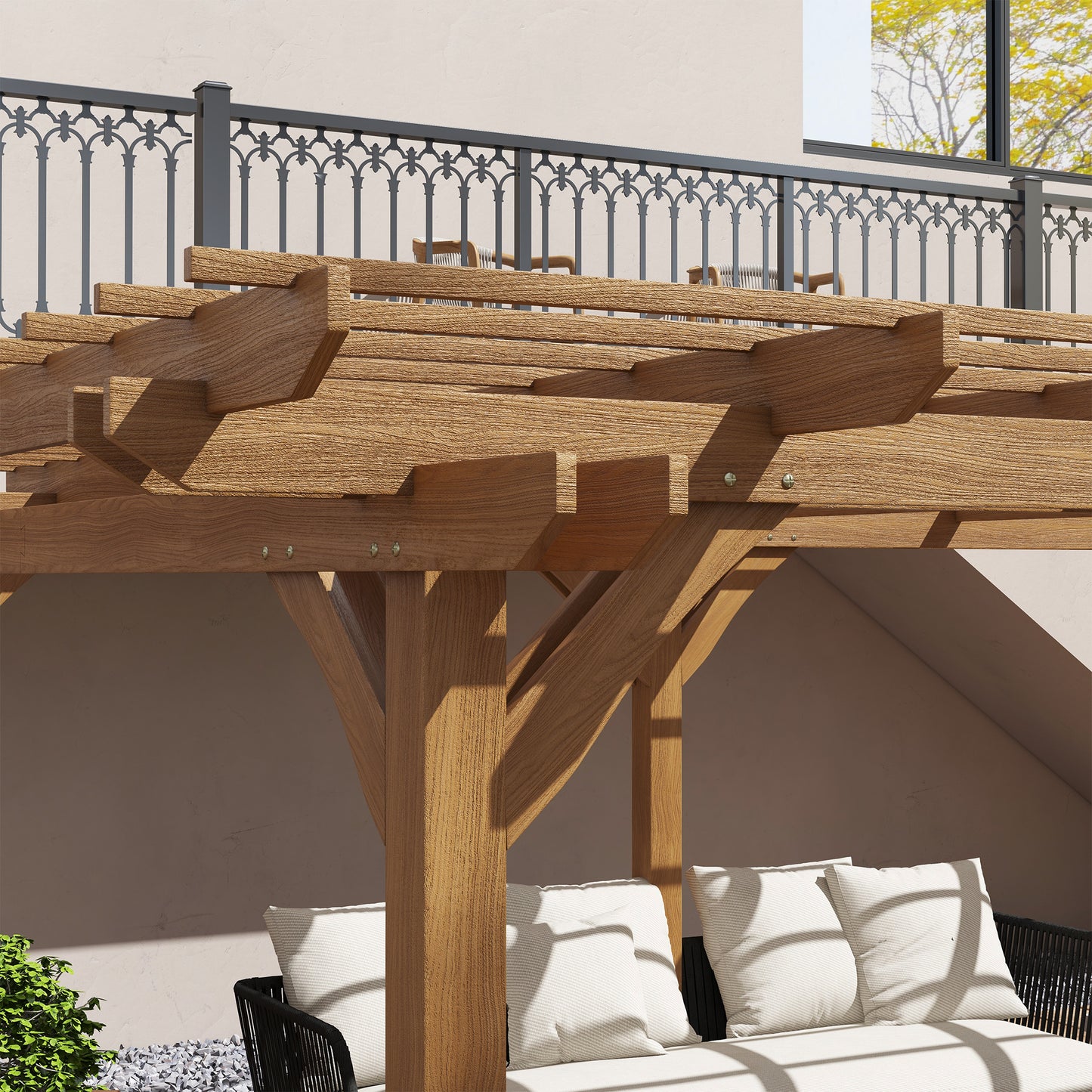 Wood Pergola Garden Trellis for Climbing Plants - Brown
