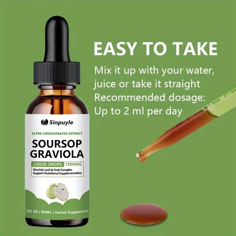 Soursop Graviola Liquid Drops - 1800mg Ultra Concentrated Herbal Supplement