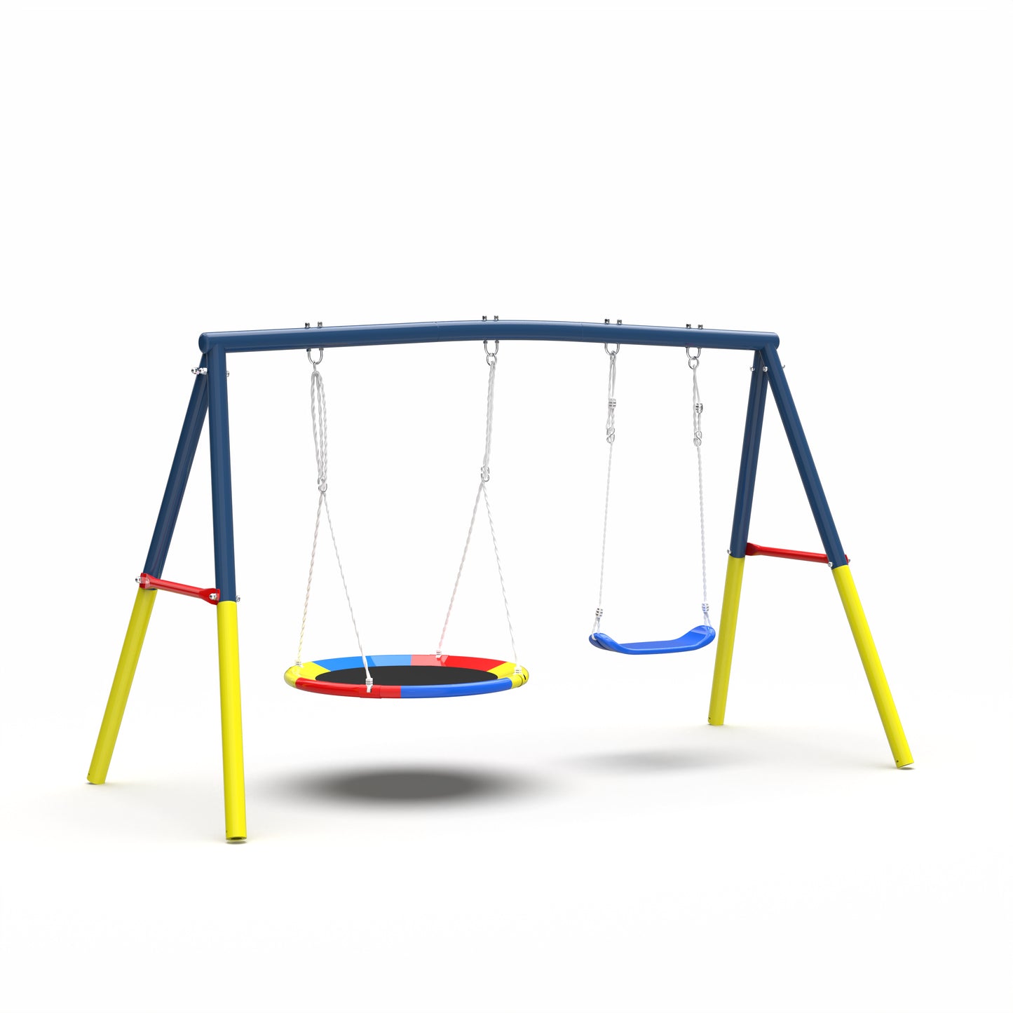 Heavy-Duty Swing Set for Backyard - 330lbs Capacity with Saucer & Belt Swings - Blue