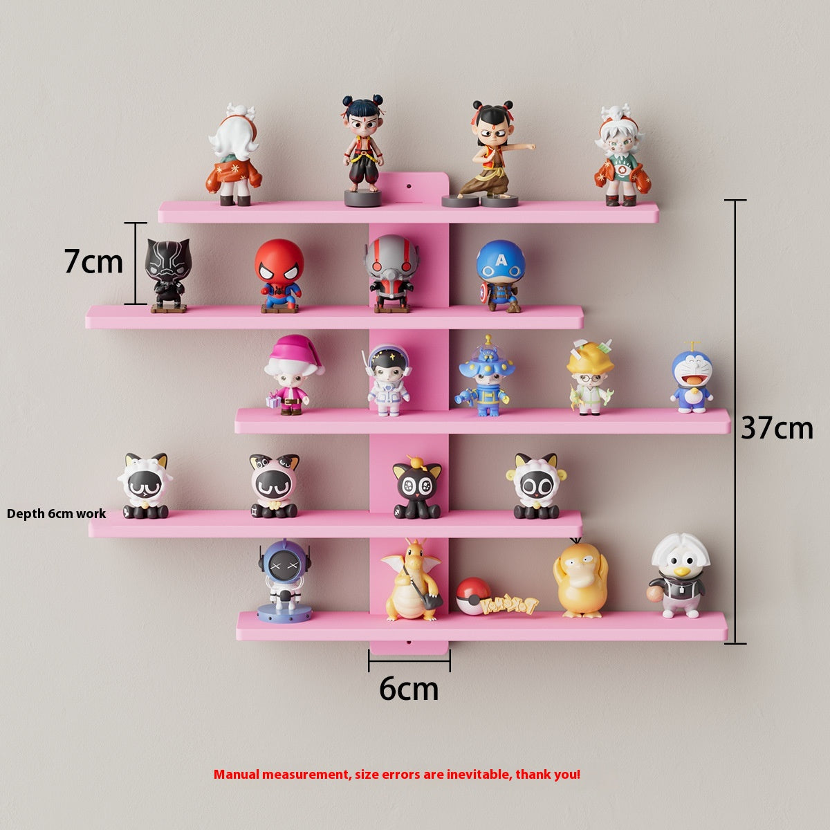 5-Tier Wall-Mounted Toy Doll Display Rack for Home Storage