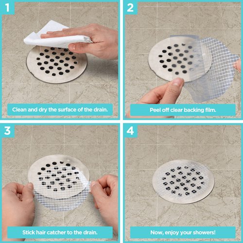 Aire Allure, 100 Pack, Disposable Shower Drain Hair Catcher Mesh Stickers