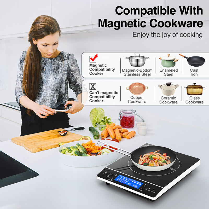 Portable Induction Cooker 2000W Black 110V-220V Multi-Function Kitchen Appliance