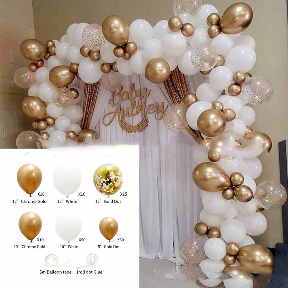 White Gold Latex Balloon Set for Wedding and Party Decorations