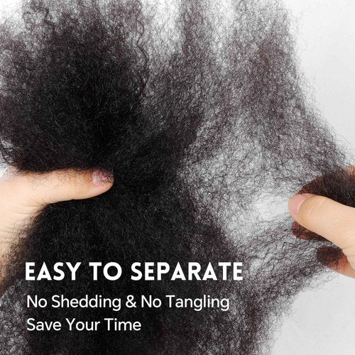 Afro Kinkys Bulk Human Hair -100% Real Human Hair for Mini Twist, Braiding, Loc Extensions & Crochet, Kinky Curly Hair Bundles, Natural Afro Bulk for Dreadlocks(1B, 20 Inch(Pack of 1))