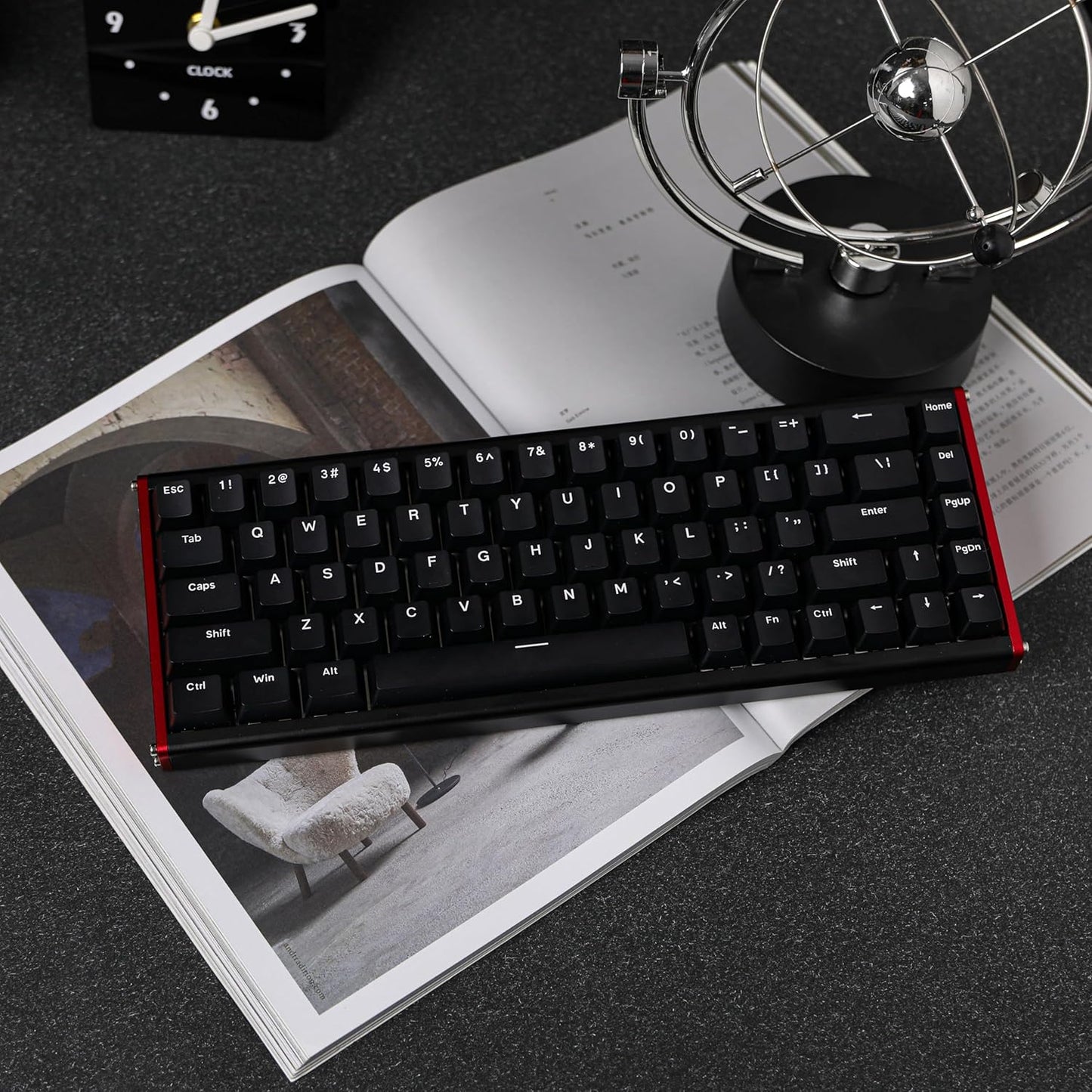 AJAZZ ALUX68 HE Aluminum Rapid Trigger Gaming Keyboard with Magnetic Switch, Wired Hall Effect Keyboard with 8K Polling Rate, 0.125ms Latency, RGB Backlight (Black Side-Printed, ALUX68)