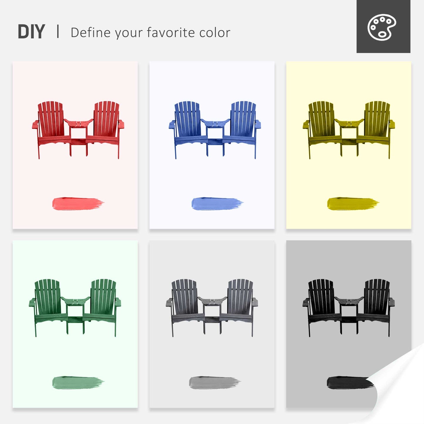 Adirondack Chair Set with Outdoor Table & Umbrella Hole - Natural