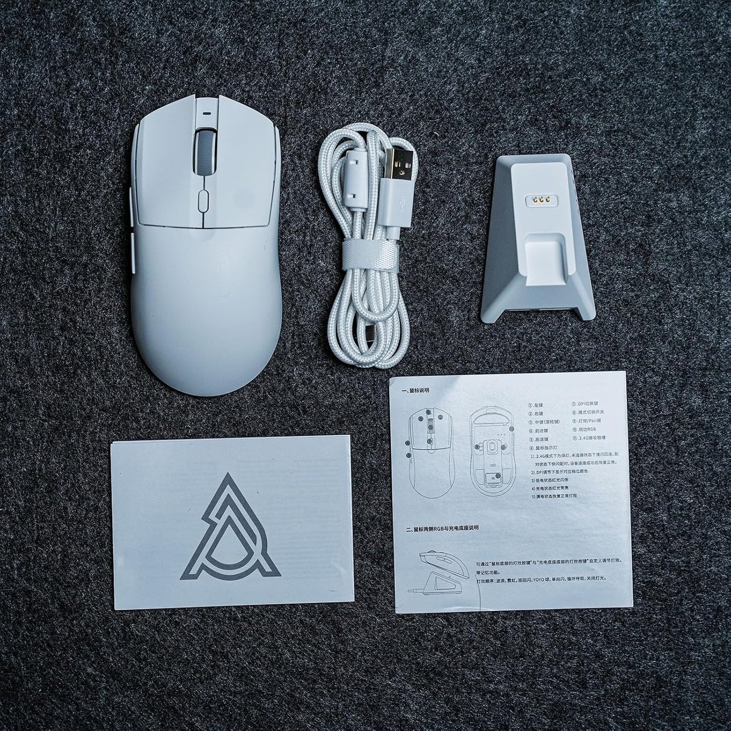 AJAZZ AJ139 V2 MC Gaming Mouse with Charging Base, Adjustable 12,000 DPI, PAW3311 Sensor, 3 Modes Wireless Mouse, 500mAh Battery, 1000 Polling Rate, 66g Lightweight, Win/Mac (White)