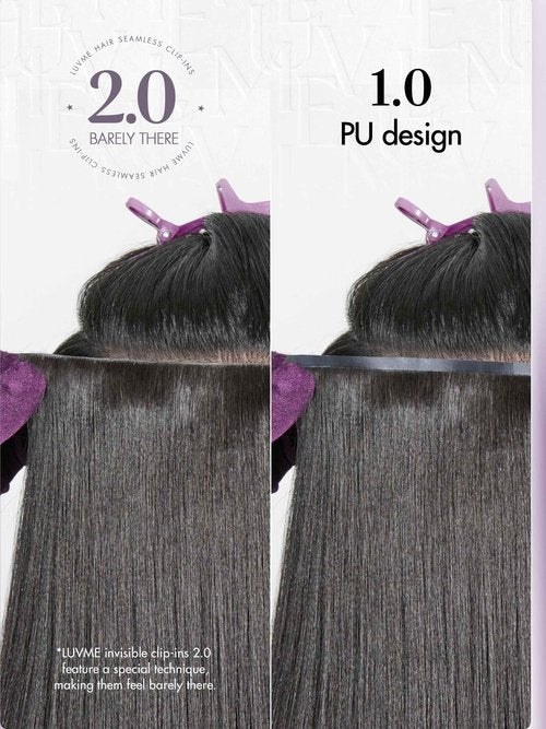 LUVME Invisible Clip in Hair Extensions,Yaki Straight 18 Inch 110g 6Pcs Seamless PU Weft, 100% Real Human Hair Extensions, Natural Look & Comfortable Wear, Easy to Apply