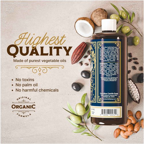 Castile Liquid Body Wash for Sensitive Skin – Natural Shampoo for Men with Olive Oil, Cocoa Butter & Coconut Oil – Tobacco Vanilla by Carolina Castile (Tobacco Vanilla, 1 Gallon)