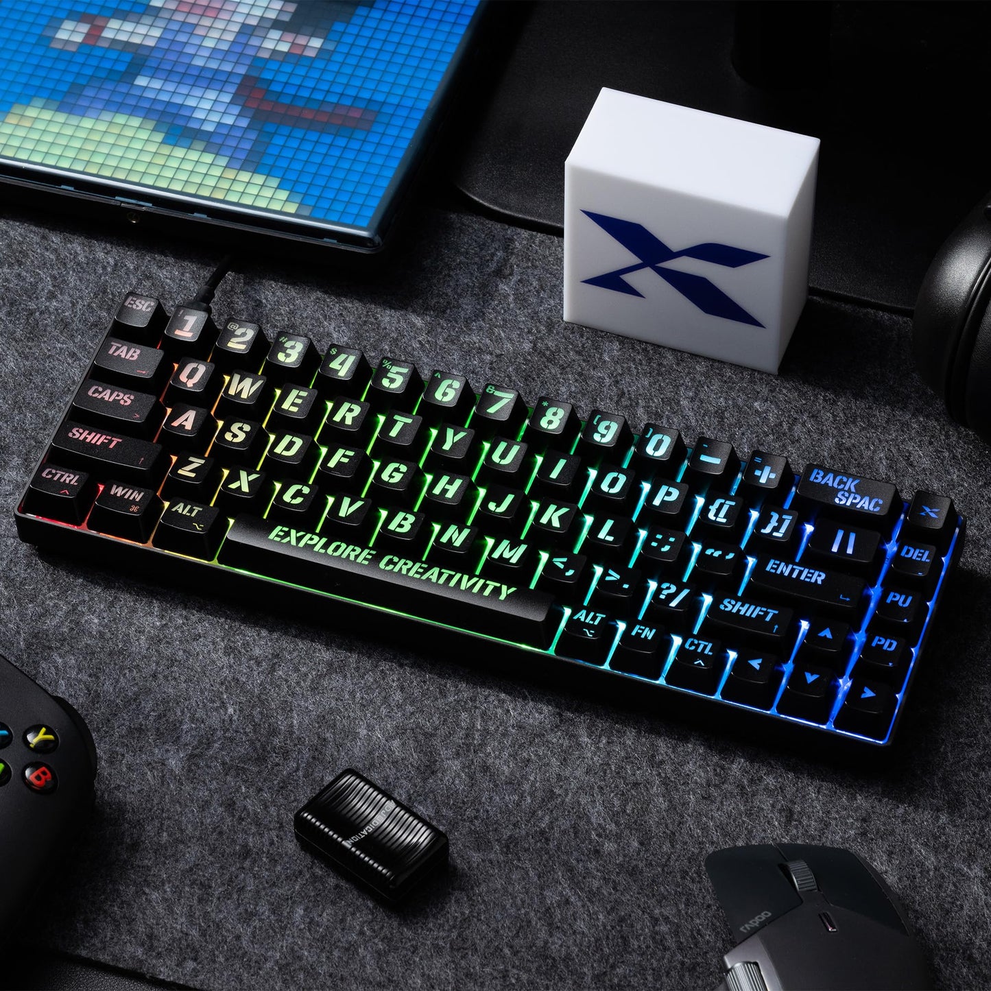 XVX HE68 Max Rapid Trigger Keyboard 60% Percent,Hall Effect Keyboard with Gateron Magnetic Jade Max Switch,CNC Aluminum Frame Custom Mechanical Key Board for PC/Laptop/Xbox/PS4/PS5,Miami Theme, Black