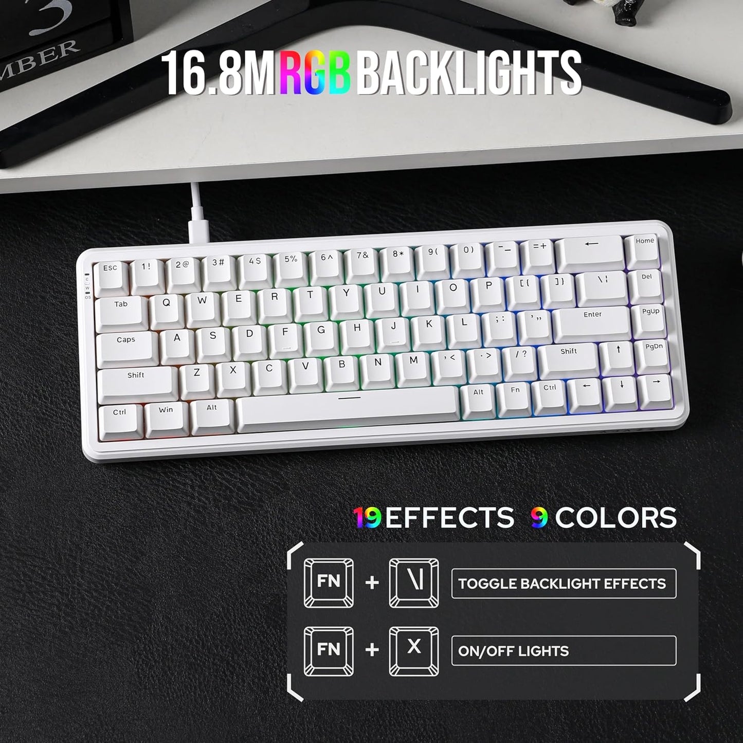AK680 MAX Wired Gaming Keyboard with Hall Effect Switch, Rapid Trigger Magnetic Keyboard with 8K Polling Rate, Top Structure, RGB Backlight (White)