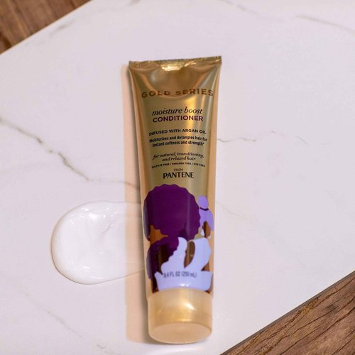 Pantene Pro-V Gold Series Moisture Boost Conditioner, for African American, Ethnic and Curly Hair Care, 8.4 fl oz (Pack of 12)