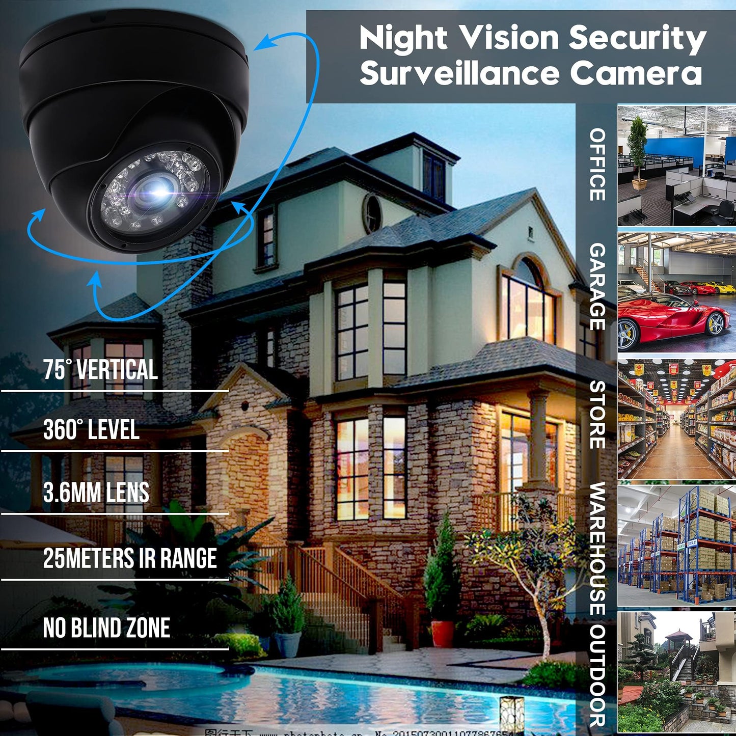 ALPCAM USB Camera Security Camera Outdoor Dome USB Webcam, 720P Day & Night Vision USB Camera for Computer, Waterproof Camera with IR LEDs for Car Park Baby Monitor Home Surveillance