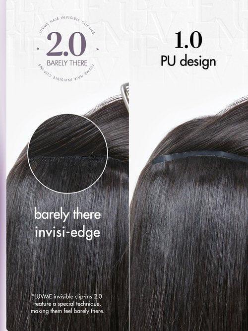 LUVME Invisible Clip in Hair Extensions,Silky Straight 14 Inch 110g 6Pcs Seamless PU Weft, 100% Real Human Hair Extensions, Natural Look & Comfortable Wear, Easy to Apply