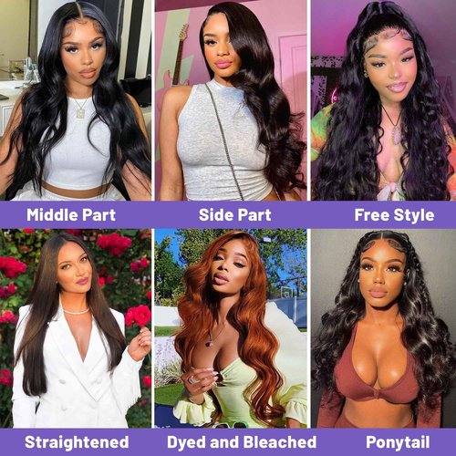 Ghios 13x6 Lace Front Wigs Human Hair Body Wave 30 Inch HD Lace Frontal Wigs Human Hair Body Wave Human Hair Wig for Women 210% Density Pre Plucked with Baby Hair Natural Black