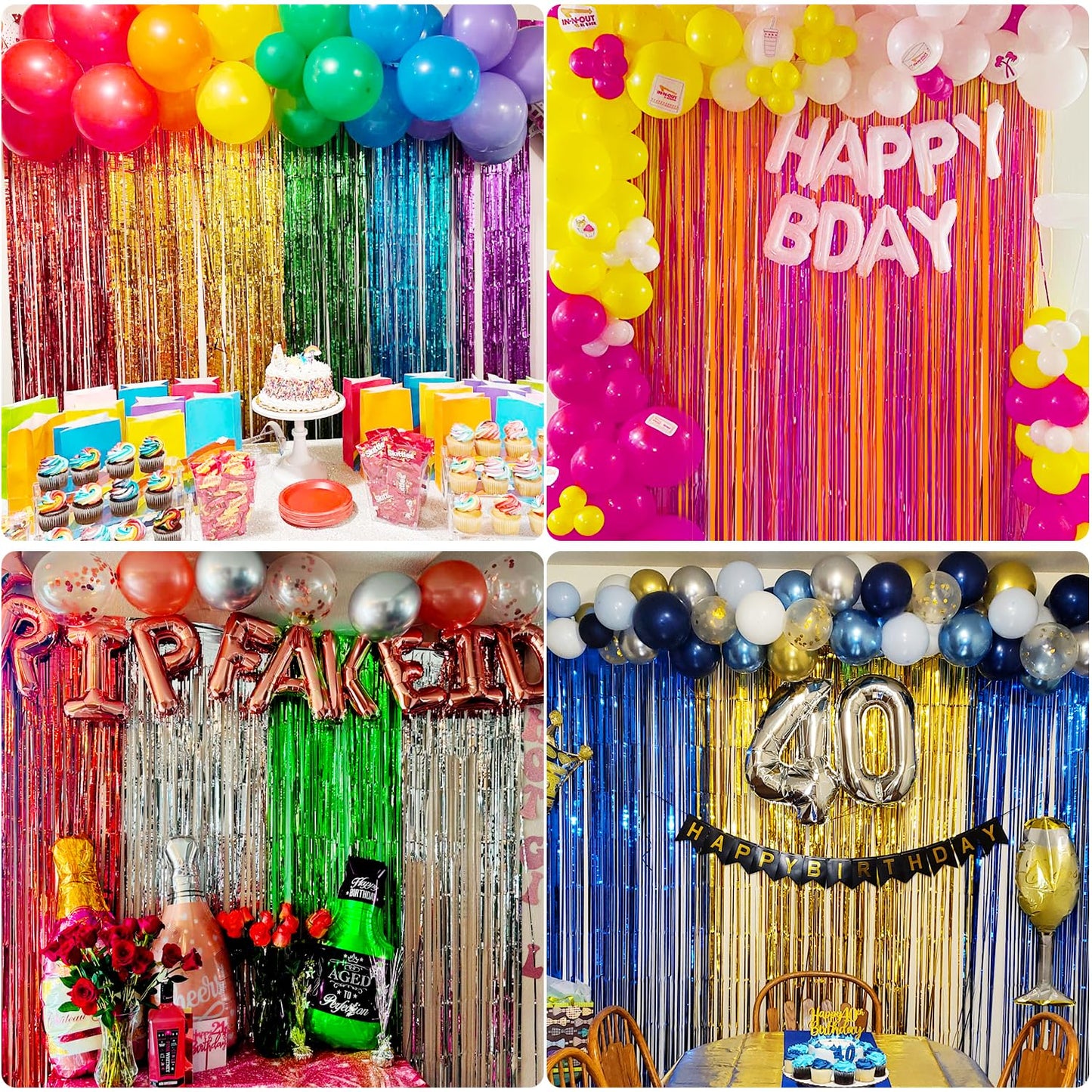 2 Pack Purple Tinsel Backdrop Party Decorations 3.3x8.2ft, Foil Fringe Curtains Door Streamers for Birthday Balloons Decor, Purple Backdrop for Wedding Baby Shower Graduation Christmas Halloween