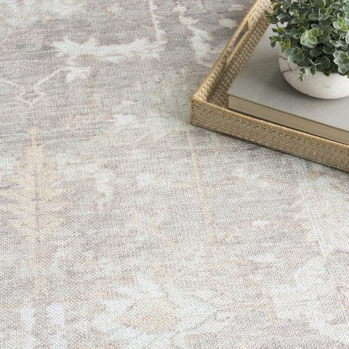 Nourison Home Vintage Washables Grey 4' x 6' Area Rug - Easy Clean, Non Shedding, Bed Room, Living Room, Dining Room, Kitchen (4' x 6')