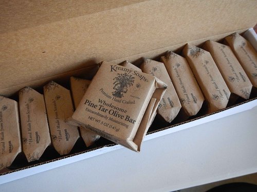 Kreamy Soaps Premium Hand Crafted Wholesome Pine Tar Olive Bars - 12 Pack