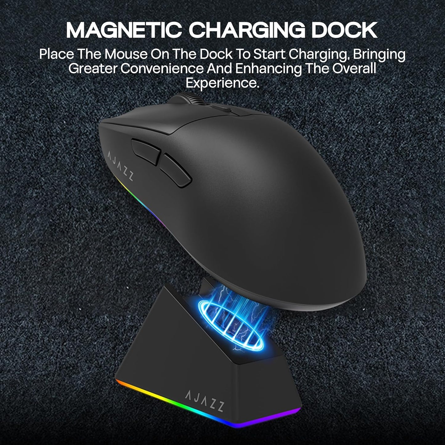 AJAZZ AJ139 V2 MC Gaming Mouse with Charging Base, Adjustable 12,000 DPI, PAW3311 Sensor, 3 Modes Wireless Mouse, 500mAh Battery, 1000 Polling Rate, 66g Lightweight, Win/Mac (White)